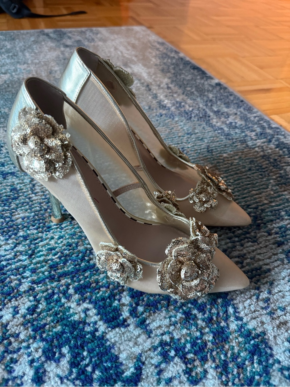 Betsey Johnson Floral Sequin High Heels - Women